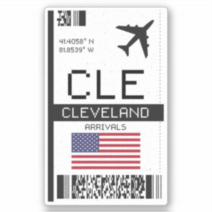 CLE Cleveland, Ohio Boarding Pass - Airport Travel Klistermärken