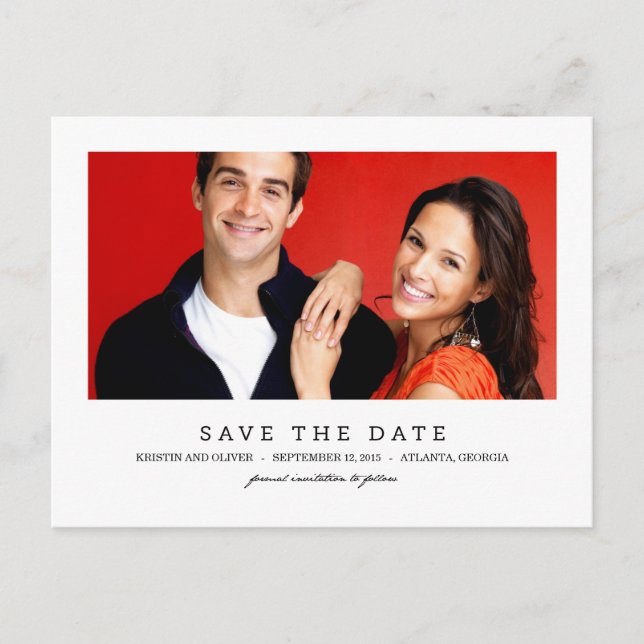 CLEAN 1 Photo Save Date Postcard Meddelande Vykort (Framsida)