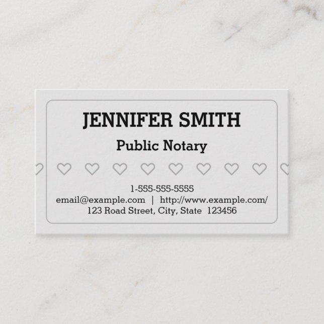 Clean and Basic Public Notary Business Card Visitkort (Framsida)
