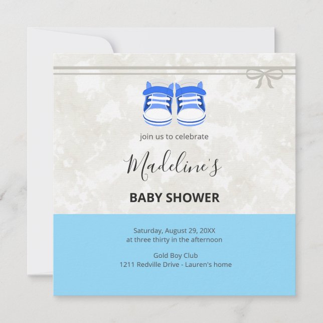 Clean Baby Shower Invitation – Customizable  Spara Datumet (Framsida)