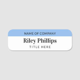 Clean Blue & White Company Name Title Namnbricka