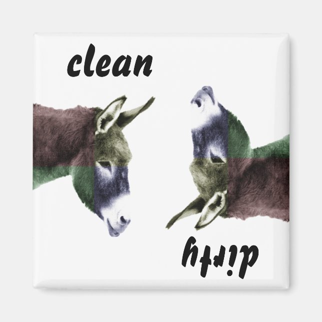 Clean Burro eller Dirty Donkey Dishwasher Magnet (Framsidan)
