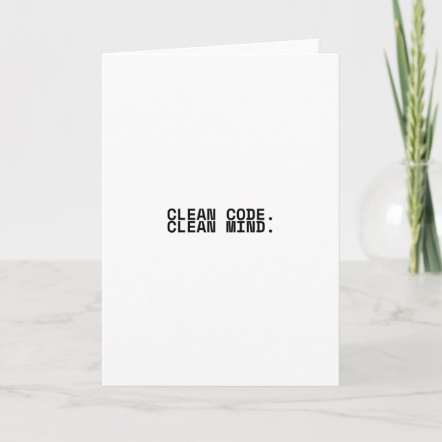 Clean Code Clean Mind Minimalist Greeting Kort (Framsida)