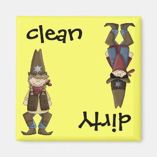 Clean Cowgirl eller Dirty Cowboy Dishwasher Magnet