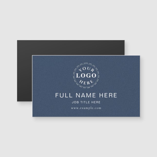 Clean Design Blue Textured Magnetic Business Card (Fram/baksida)
