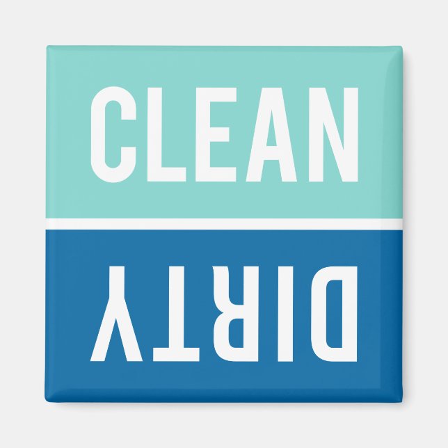 Clean Dirty Aqua och Cobalt Blue Dishwasher Magnet (Framsidan)