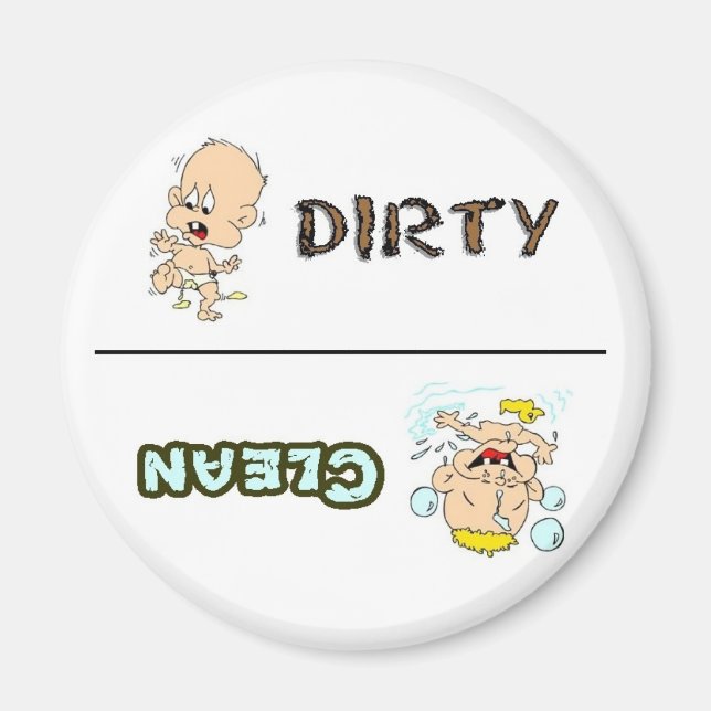 Clean Dirty Baby Dishwasher Magnet (Framsidan)
