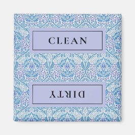 CLEAN DIRTY Blue Blommigt Dishwasher Magnet