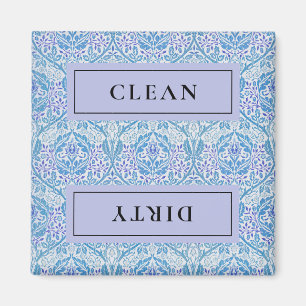 CLEAN DIRTY Blue Blommigt Dishwasher Magnet