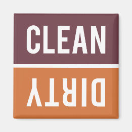 Clean Dirty Burnt Orange och Burgundy Dishwasher Magnet