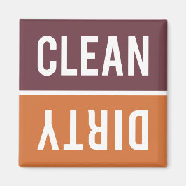 Clean Dirty Burnt Orange och Burgundy Dishwasher Magnet