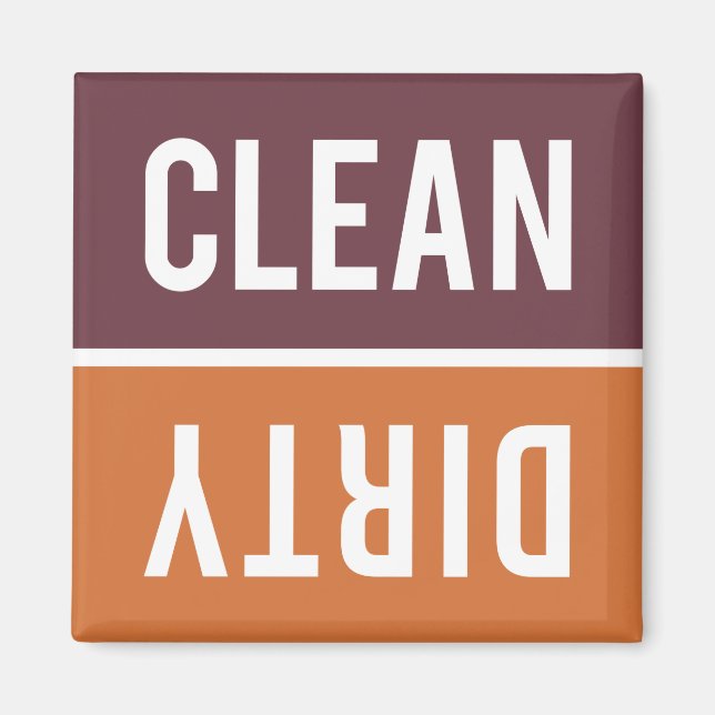 Clean Dirty Burnt Orange och Burgundy Dishwasher Magnet (Framsidan)