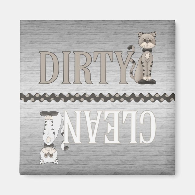 Clean-Dirty Cat Dishwasher Magnet (Framsidan)