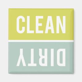 Clean Dirty Chartreuse Seafoam Grönt Dishwasher Magnet