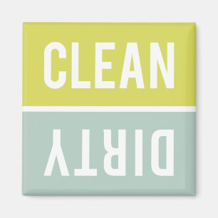 Clean Dirty Chartreuse Seafoam Grönt Dishwasher Magnet