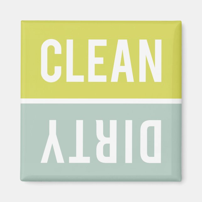 Clean Dirty Chartreuse Seafoam Grönt Dishwasher Magnet (Framsidan)