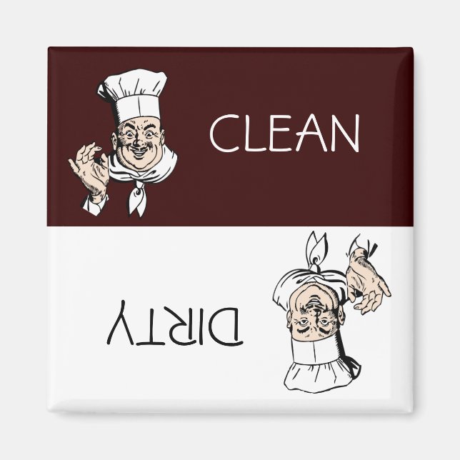 Clean Dirty Chef med Hat Dishwasher Magnet (Framsidan)