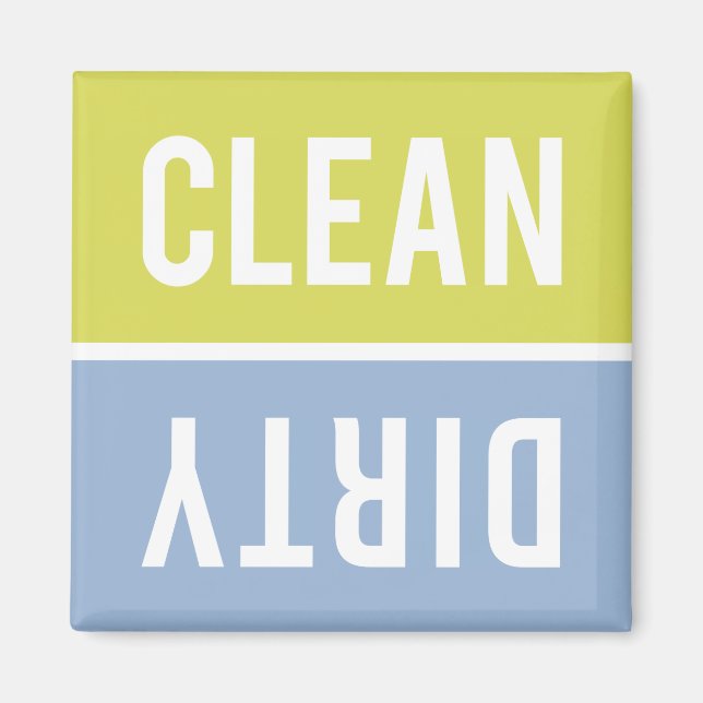 Clean Dirty Citron Gult och Blue Dishwasher Magnet (Framsidan)