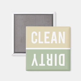 Clean Dirty Cream and Sage Grönt Dishwasher Magnet