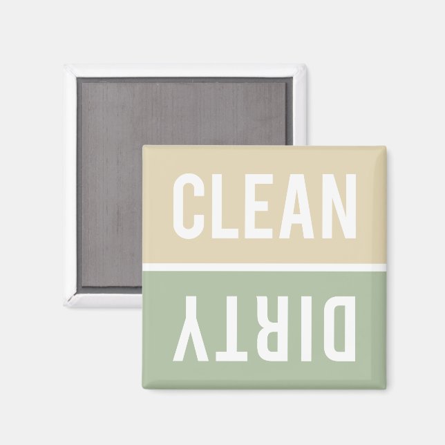 Clean Dirty Cream and Sage Grönt Dishwasher Magnet (Front/Back)