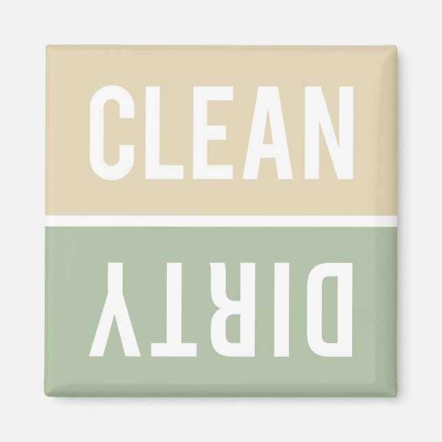 Clean Dirty Cream and Sage Grönt Dishwasher Magnet (Framsidan)