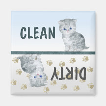 Clean Dirty Cute Kitten Tassavtrycks Dishwasher