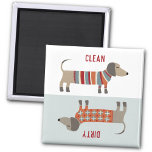 Clean Dirty Dachshund Sause Hund Dishwasher Magnet<br><div class="desc">Du behöver aldrig  om diskmaskinen är ren eller smutsig igen med roligten hund design. Sötad liten Dachshund-korv eller wiener hundar i lygstickor. Originalkonst av Nic Squirrell.</div>