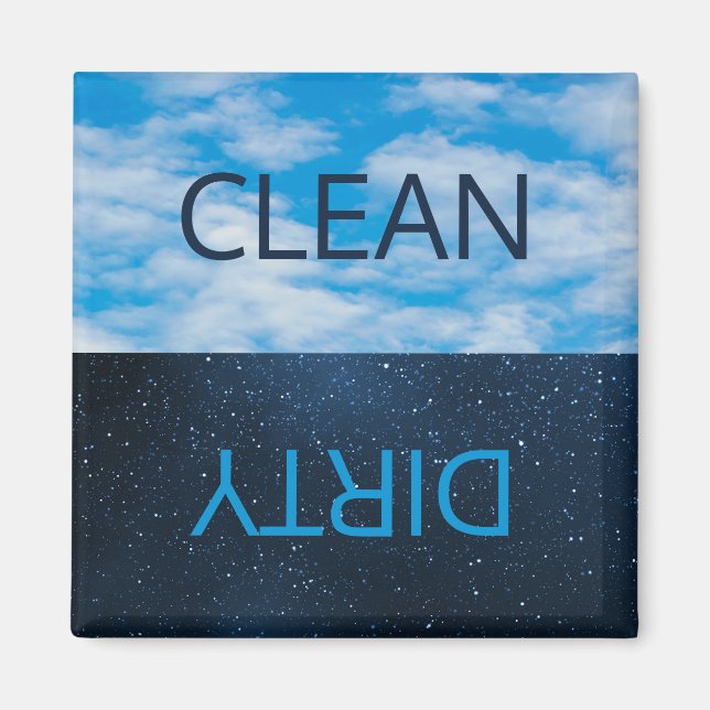 Clean Dirty Day Night Himlar Dishwasher Magnet (Framsidan)