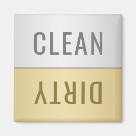 Clean Dirty Dishwasher Faux Silver Guld Magnet