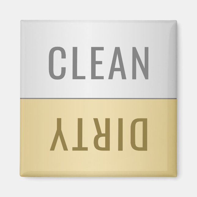 Clean Dirty Dishwasher Faux Silver Guld Magnet (Framsidan)