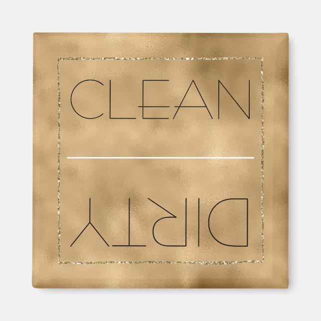 Clean/Dirty Dishwasher Guld Glitz Magnet (Framsidan)