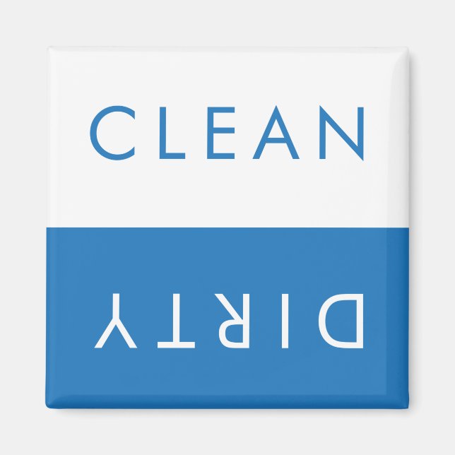 Clean Dirty Dishwasher Magnet in Blueand White (Framsidan)