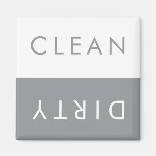 Clean Dirty Dishwasher Magnet in Grått and White