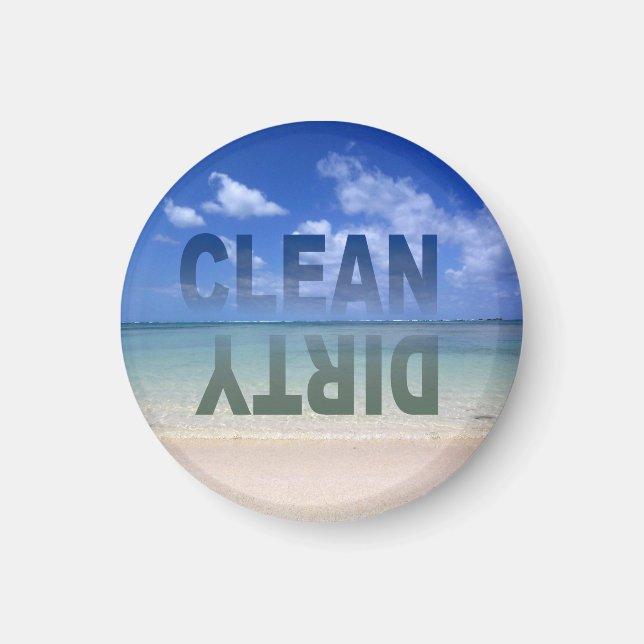 Clean Dirty Dishwasher magnet med strand (Framsidan)