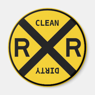 Clean Dirty Dishwasher Railroad Crossing Magnet