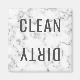 Clean Dirty Dishwasher White Black Marble Magnet