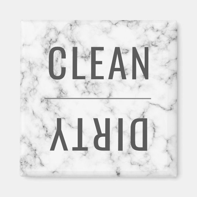Clean Dirty Dishwasher White Black Marble Magnet (Framsidan)
