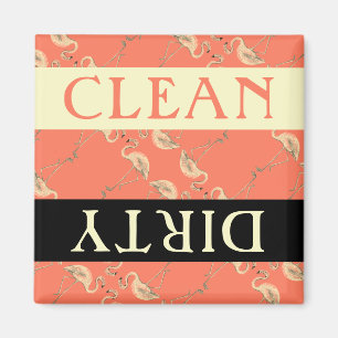 Clean Dirty Flamingo Stil Dishwasher Magnet