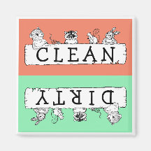 Clean Dirty Forest Critters Dishwasher Magnet