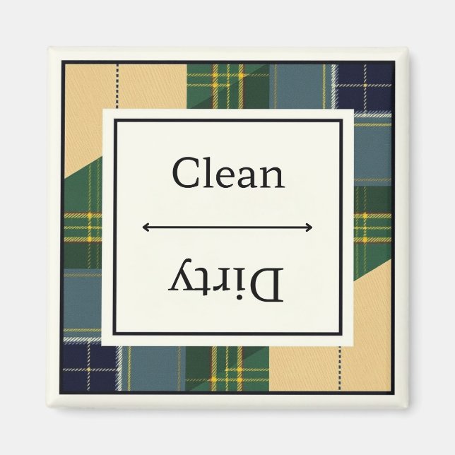 Clean Dirty Gordon Dress Tartan Dishwasher Magnet (Framsidan)