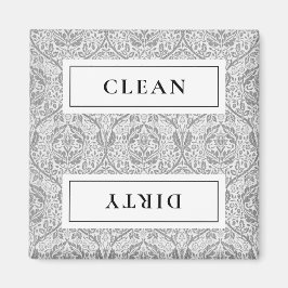 CLEAN DIRTY Grått Blommigt Dishwasher Magnet