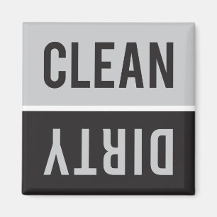 Clean Dirty Grått och Black Dishwasher Magnet