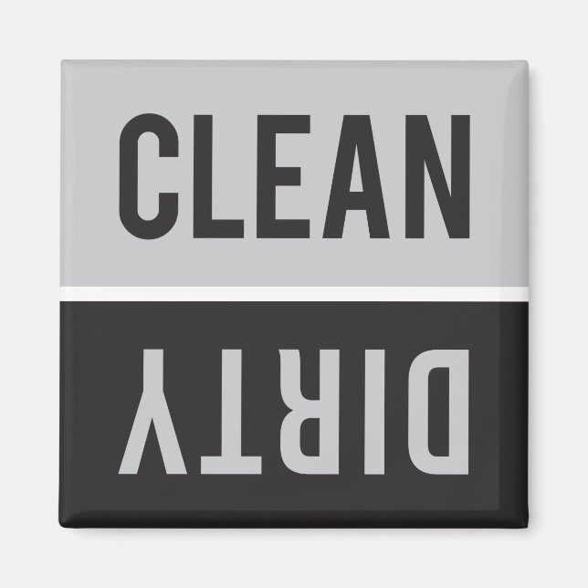 Clean Dirty Grått och Black Dishwasher Magnet (Framsidan)