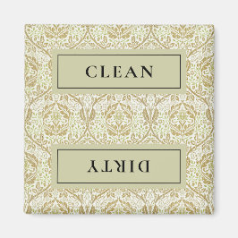 CLEAN DIRTY Guld Blommigt Dishwasher Magnet
