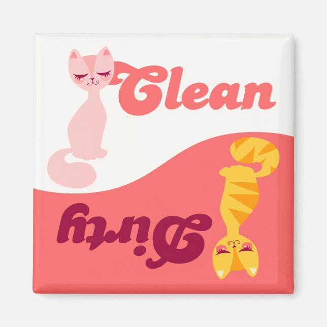 Clean & Dirty Kattunge - Dishwasher Magnet (Framsidan)