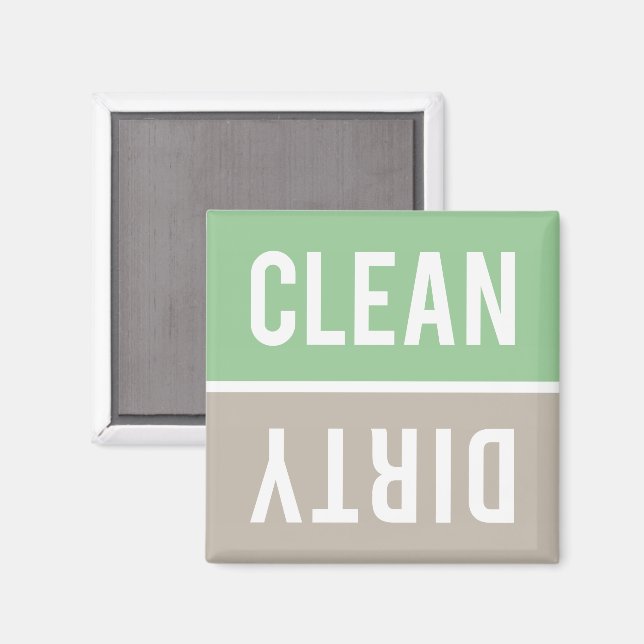 Clean Dirty Mint Grönt och Beige Dishwasher Magnet (Front/Back)
