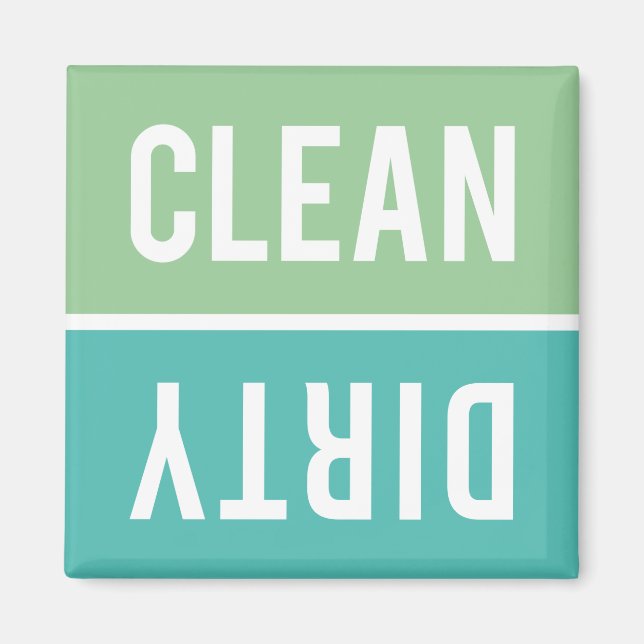 Clean Dirty Mint och Turcouise Dishwasher Magnet (Framsidan)