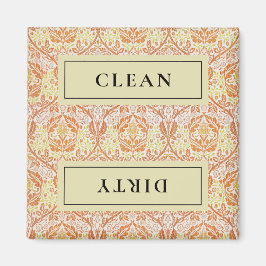 CLEAN DIRTY Orange Blommigt Dishwasher Magnet