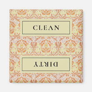 CLEAN DIRTY Orange Blommigt Dishwasher Magnet