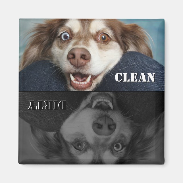 Clean Dirty Puppy Dishwasher Magnet (Framsidan)